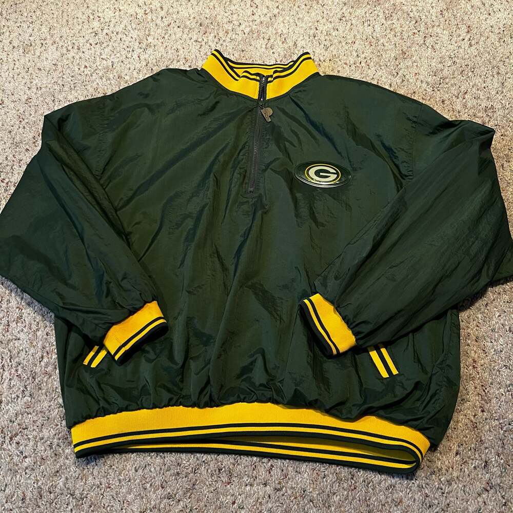 Vintage Pro Player Green Bay Packers NFL 1/4 Zip Windbreaker Jacket
